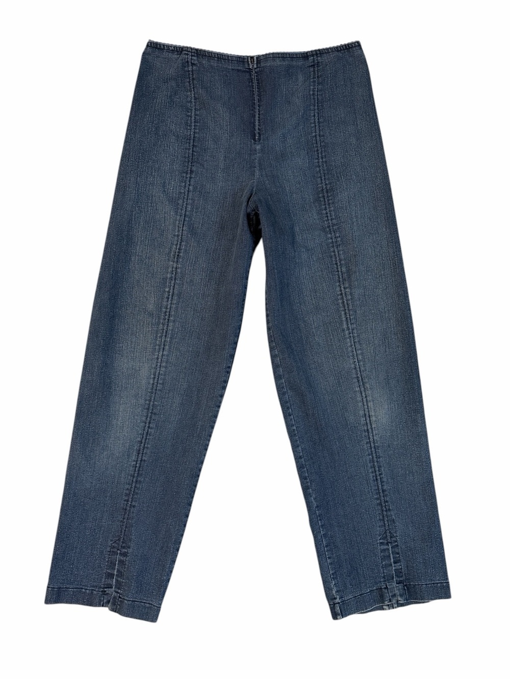 Mesmerize Denim Pants Zip Front Slit Hem Scalloped Edge Blue Size 16 #2232